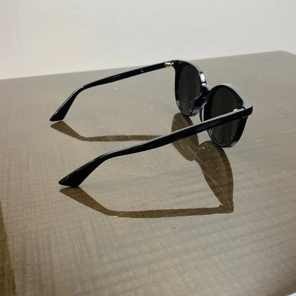 Gucci GG0091SA 001 Full Rim Round Black Sunglasses
